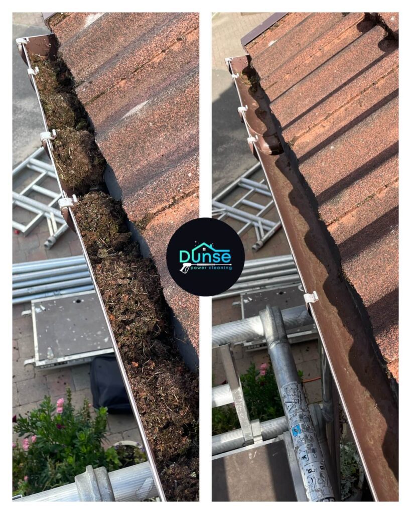Gutter Cleaning Before and After by Dunse Power Cleaning