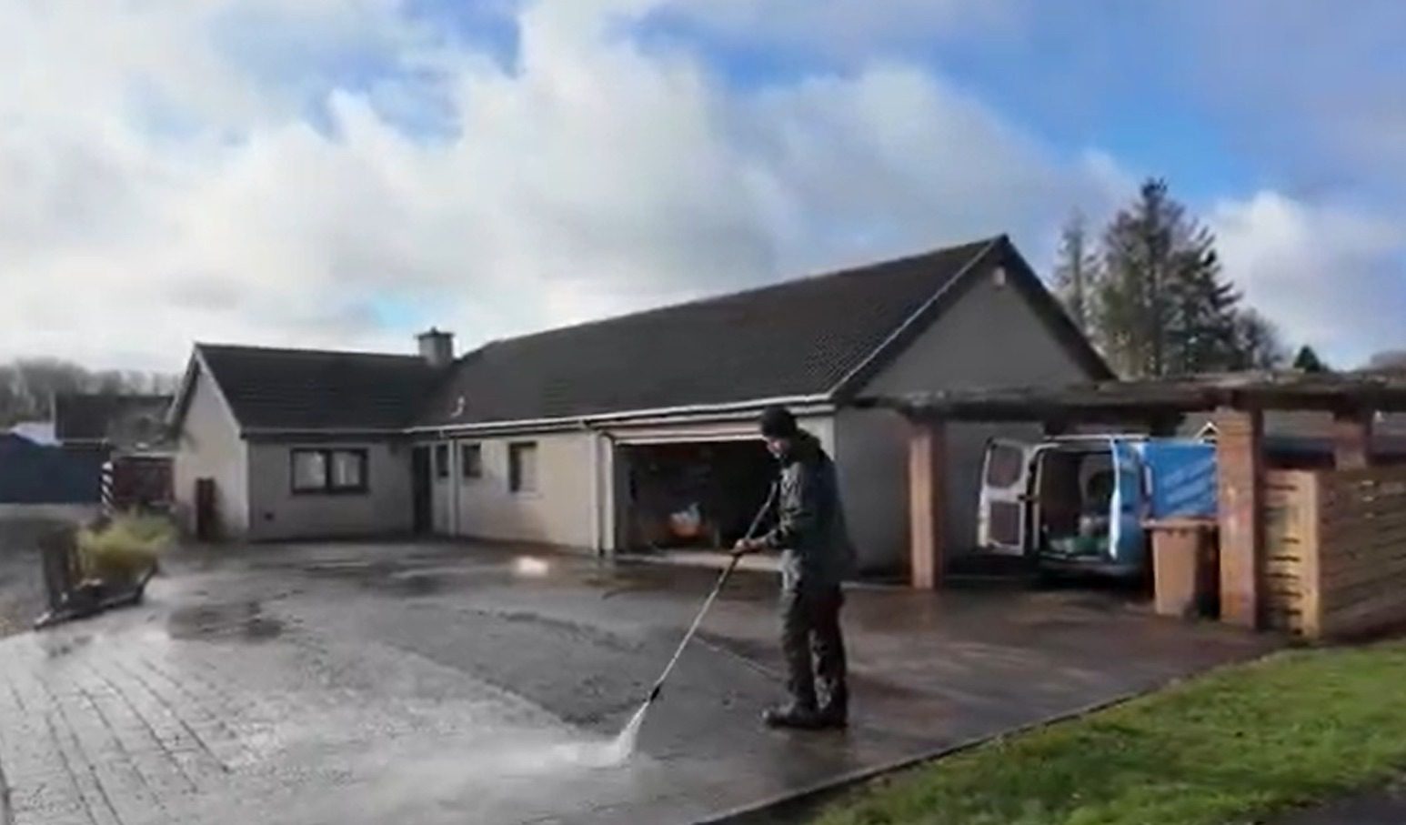Dunse Power Cleaning exterior cleaning work in progress in Bathgate, West Lothian